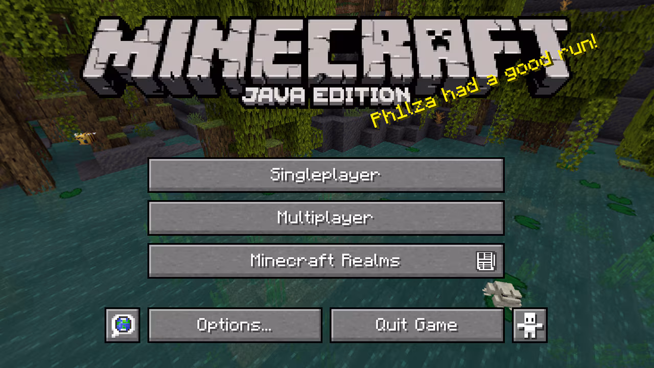 Minecraft Java main menu — click Multiplayer